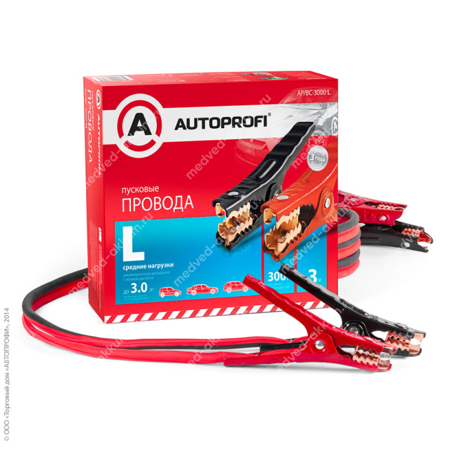 Провода для прикуривания "Autoprofi" медные 300А, 3м AP/BC-3000L