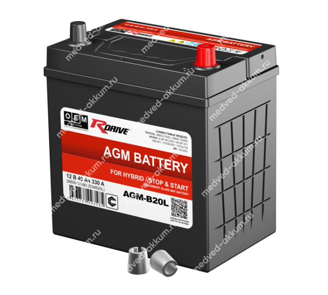 RDrive OEM AGM 40 Ач обр. тонк.к. S34B20L